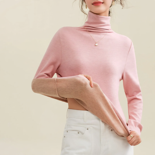 Damen-Woll-Seiden-Pullover, gefüttert, mit Stehkragen