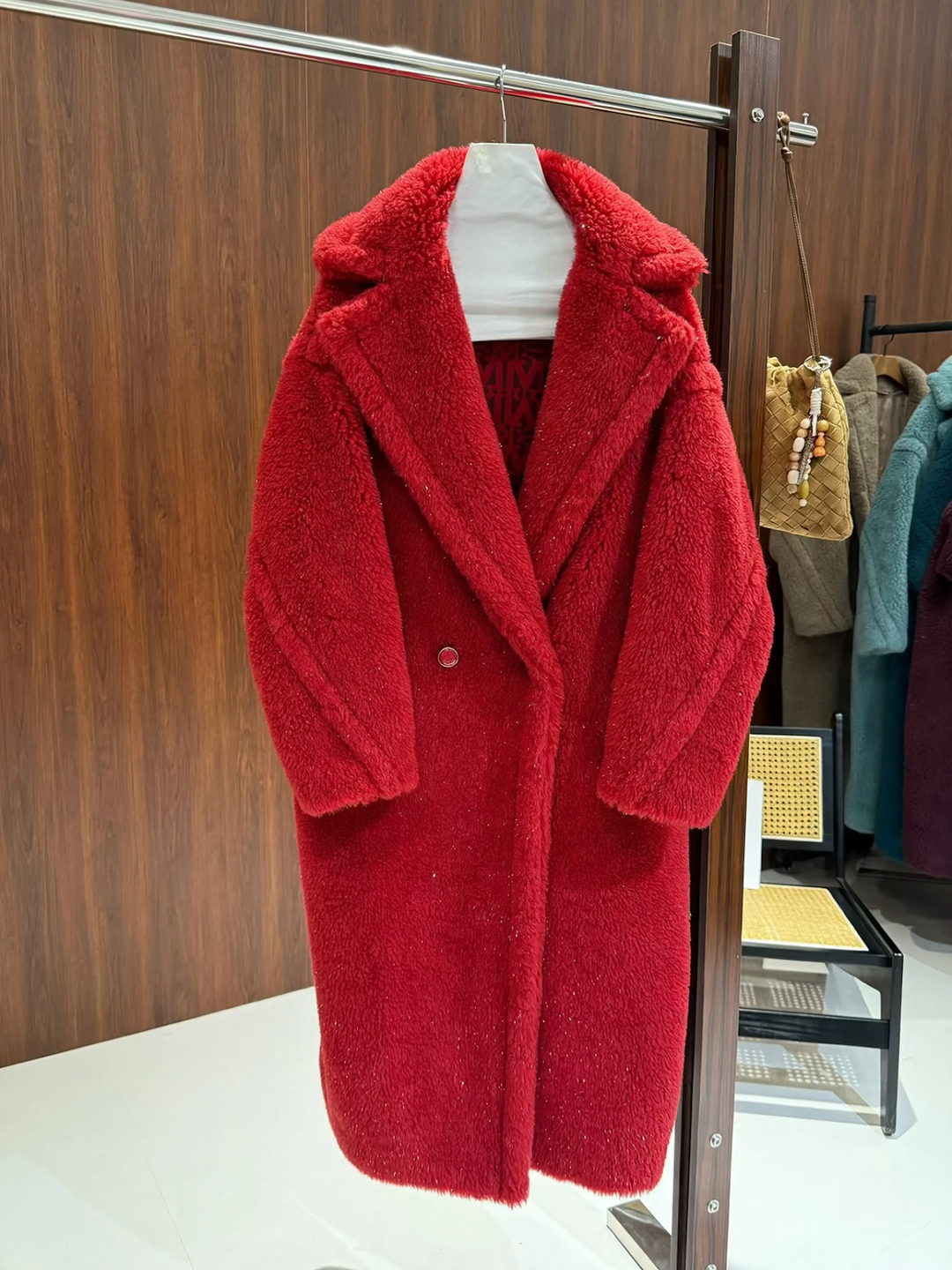 Damen-Teddy-Mantel, mittellang, lockere Passform