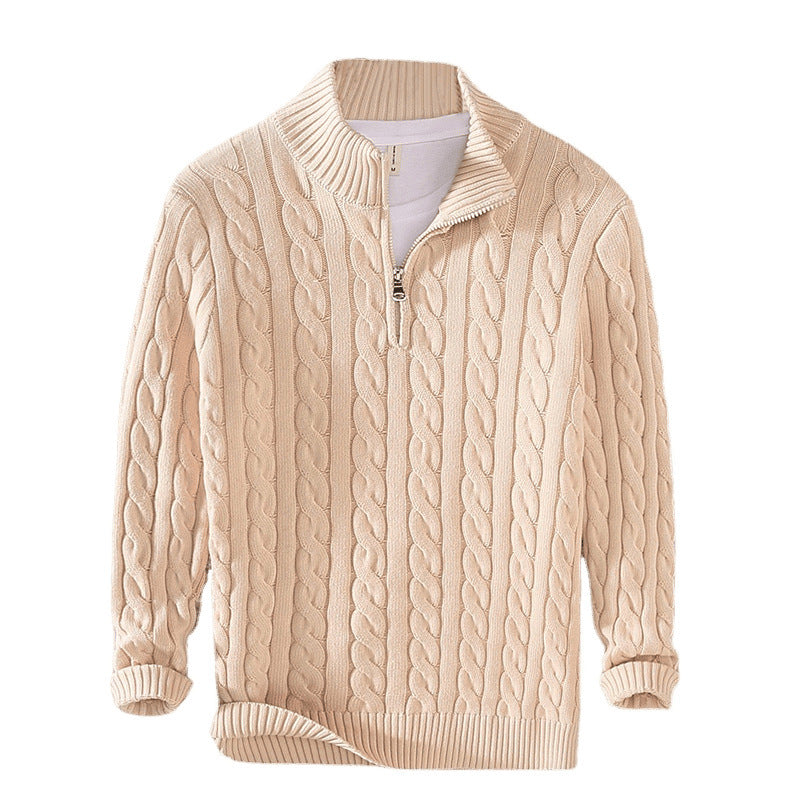 Herren-Strickpullover mit Reißverschluss und Stehkragen