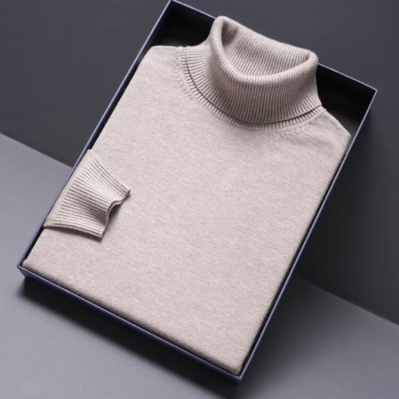 Herren-Wollpullover mit Rollkragen, schlicht und warm