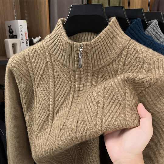 Wollpullover mit Reißverschluss, grob gestrickt