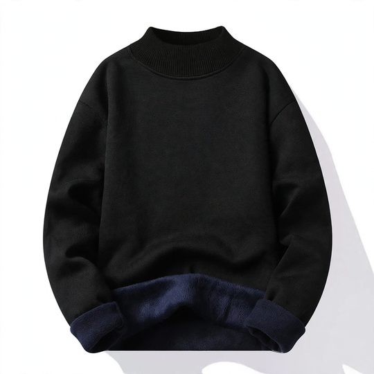 Herren-Pullover mit Stehkragen, gefüttert, locker