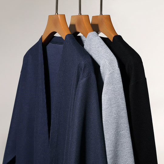 Herren-Strickjacke, einfarbig, leicht, für Frühling und Herbst