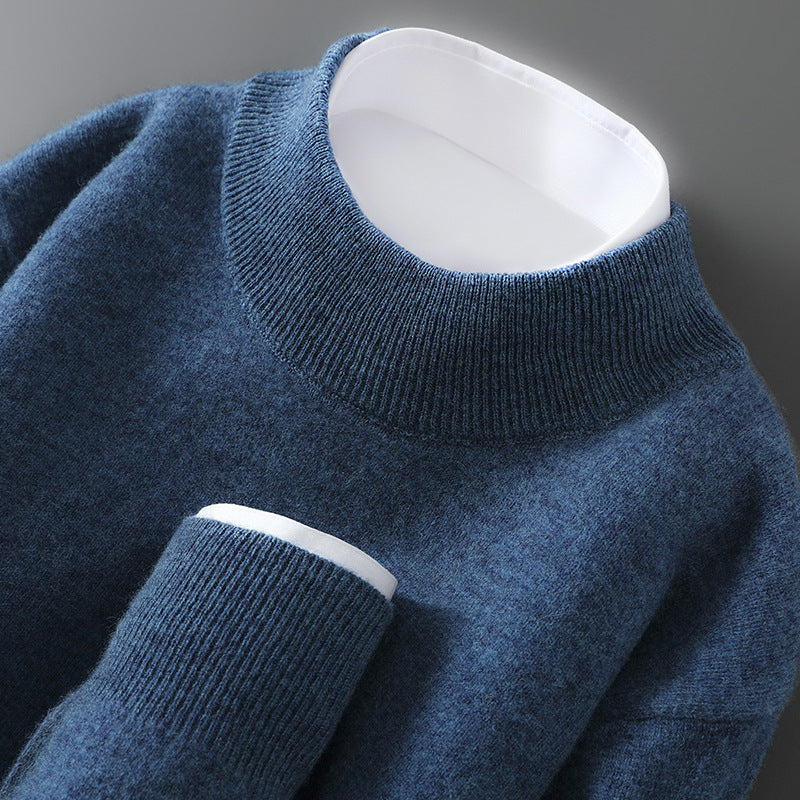 Herren-Wollpullover mit Stehkragen, 100% Wolle