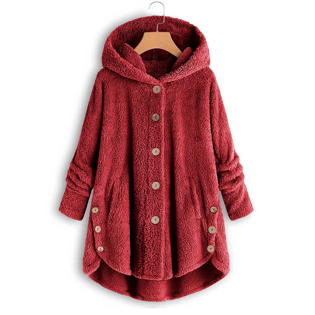 Damen-Plüschjacke mit Knopfleiste, asymmetrisch