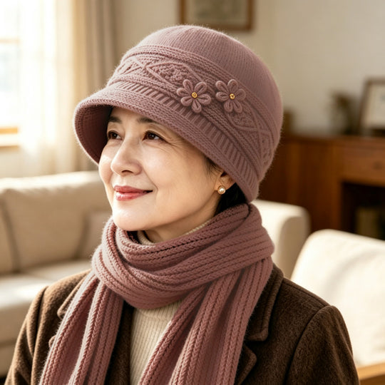 Strickmütze und Schal Set für Damen
