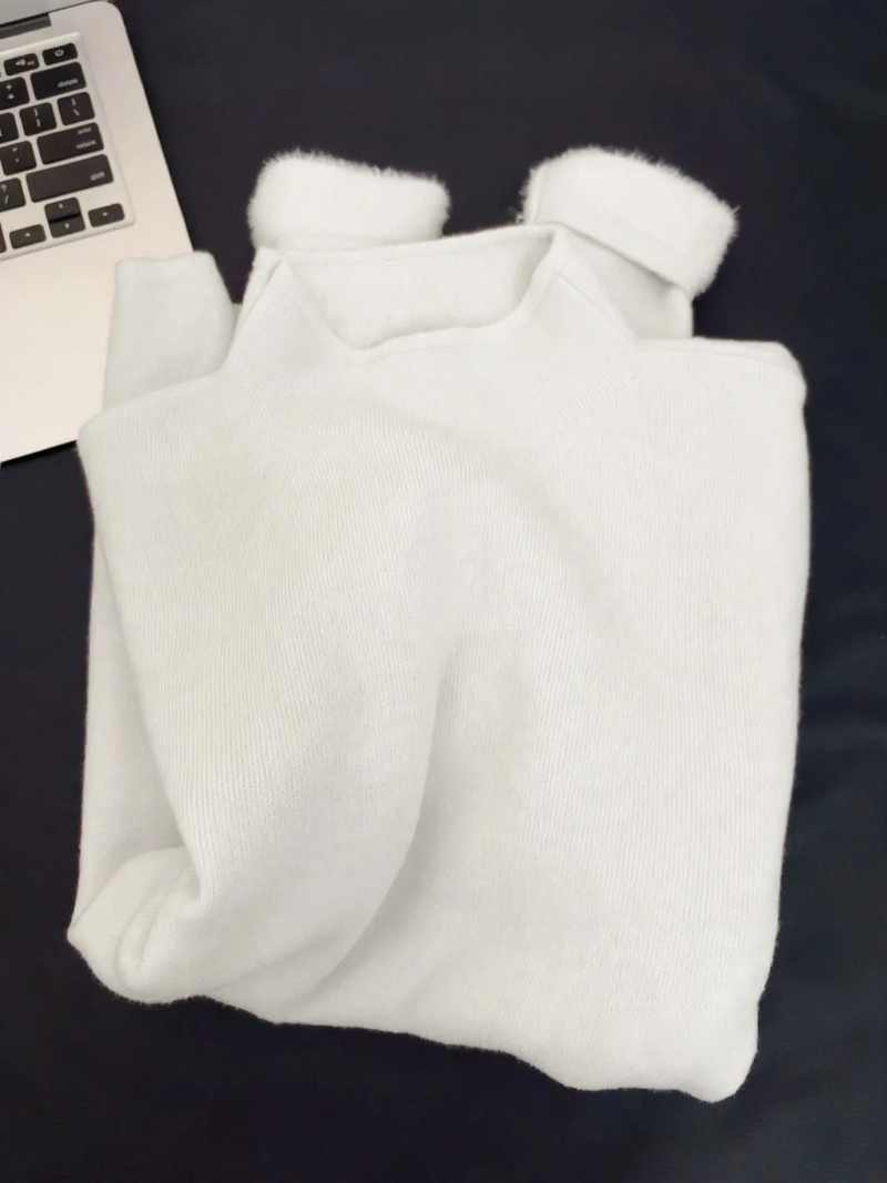 Schlichter Damen-Pullover mit Stehkragen, gefüttert