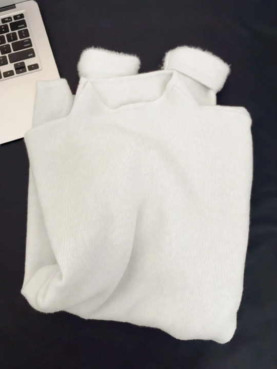 Schlichter Damen-Pullover mit Stehkragen, gefüttert