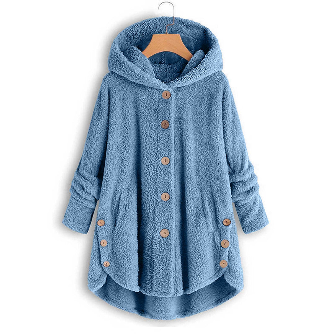 Damen-Plüschjacke mit Knopfleiste, asymmetrisch