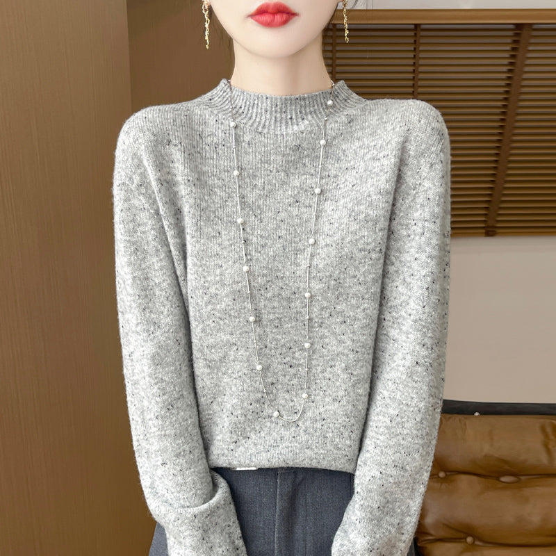 Damen-Pullover aus reiner Wolle mit Stehkragen