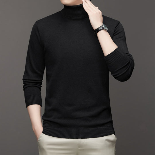 Herren-Strickpullover, Stehkragen, schmale Passform