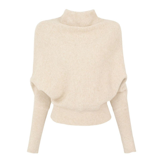 Damen-Strickpullover mit Rollkragen und Fledermausärmeln