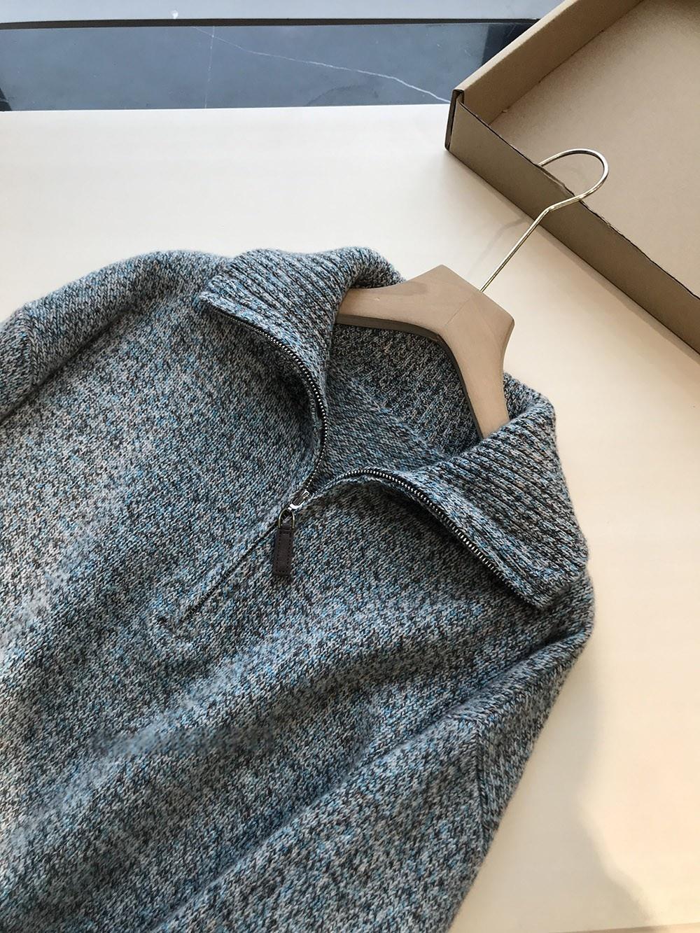 Herren-Strickpullover mit Reißverschluss und Stehkragen