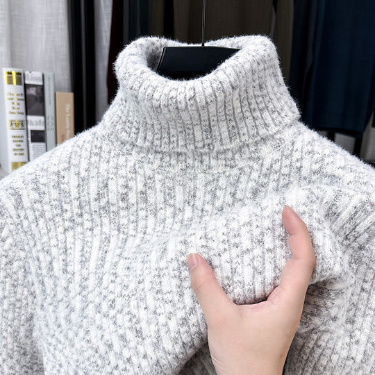 Warmer Herren Rollkragenpullover mit Wollanteil und Futter