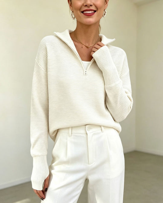 Damen-Strickpullover mit Reißverschluss