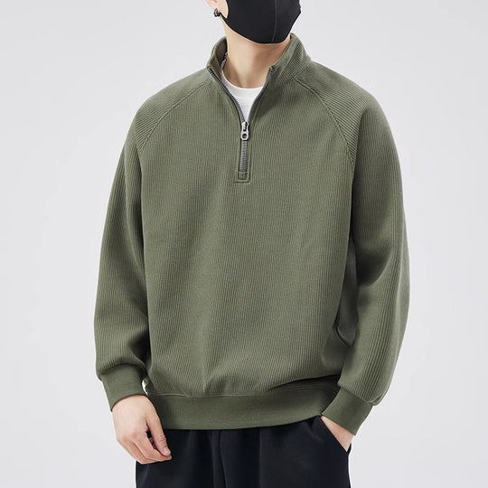 Lockerer Pullover mit Stehkragen und Reißverschluss