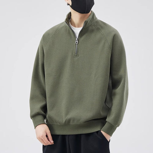 Lockerer Pullover mit Stehkragen und Reißverschluss