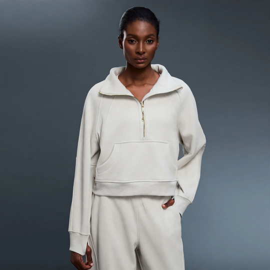 Damen-Sweatshirt mit Stehkragen, Reißverschluss und Futter