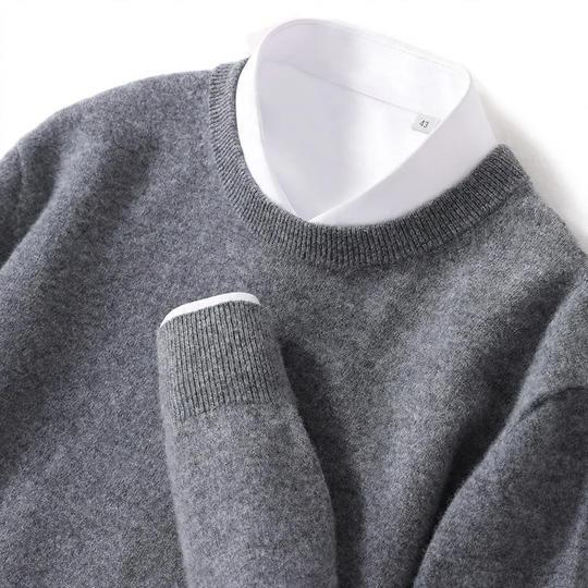 Herren-Wollpullover mit Rundhalsausschnitt