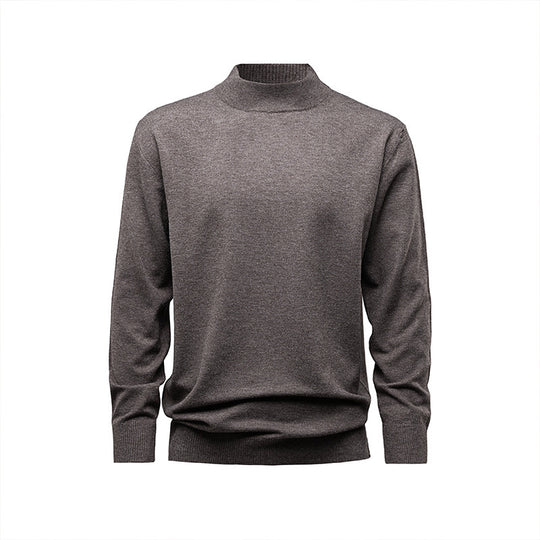Herren-Strickpullover mit Stehkragen, einfarbig