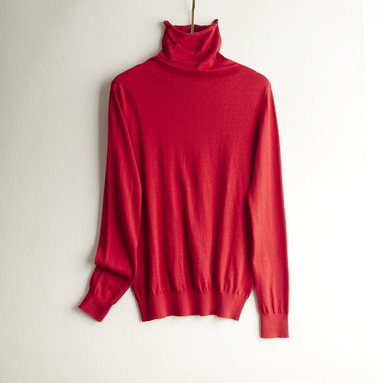 Damen-Strickpullover aus Seide, Stehkragen