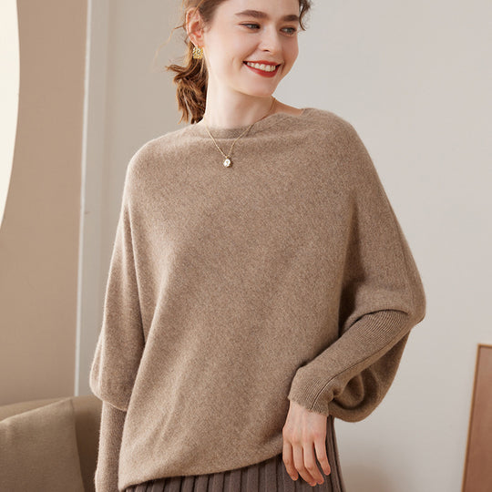 Damen-Kaschmir-Strickpullover, locker und elegant