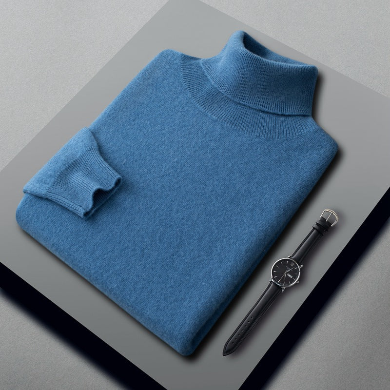 Herren-Kaschmirpullover, hoher Kragen, Business-Casual