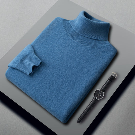 Herren-Kaschmirpullover, hoher Kragen, Business-Casual