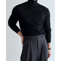 Rollkragen Strickpullover Schwarz