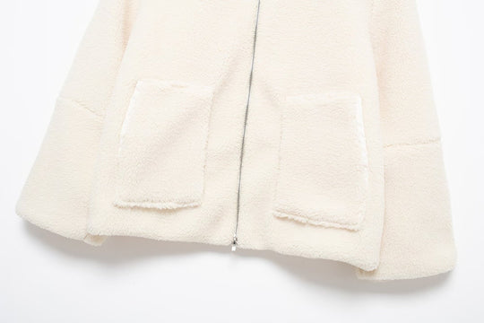 Damen-Teddyfleece-Jacke, Reißverschluss, Locker, Modell Y14-11722