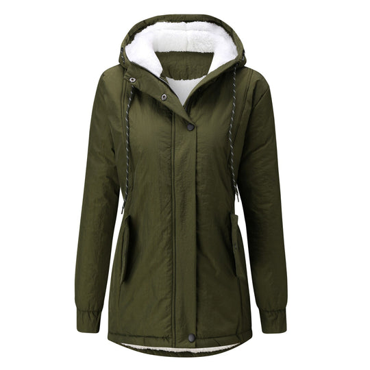 Damen-Parka mit Kapuze und Lammfell-Futter