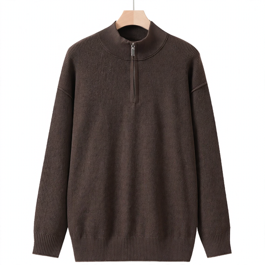 Herren-Strickpullover mit Stehkragen und Reißverschluss