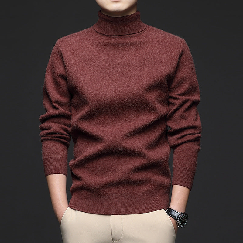 Herren-Rollkragenpullover, gestrickt, warm, für den Winter