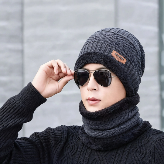 Strickmütze und Schal Set für Herren