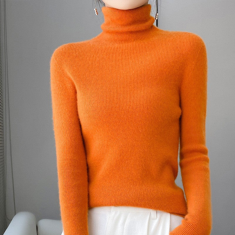 Damen-Strickpullover mit Stehkragen, langärmelig, gefüttert