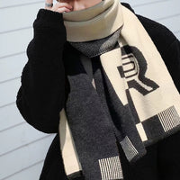 Schwarz Beige großes R Schal