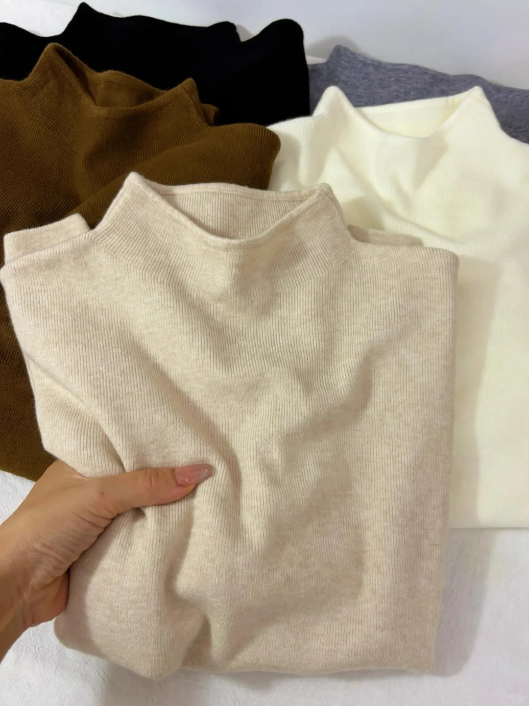 Damen-Strickpullover mit Stehkragen, vielseitiges Basic