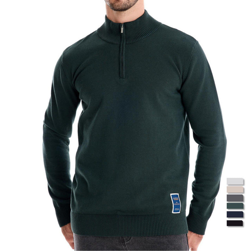 Herren-Strickpullover mit Stehkragen und Reißverschluss