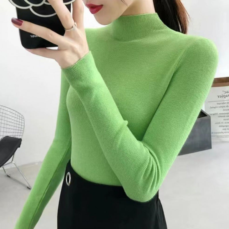 Damen-Strickpullover mit Stehkragen, figurbetont