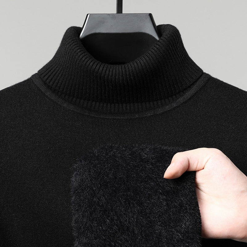 Herren-Strickpullover, gefüttert, Stehkragen