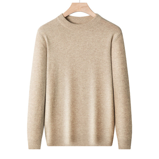 Herren-Wollpullover, Rundhalsausschnitt, einfarbig