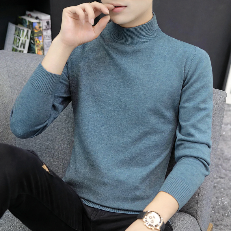 Herren-Strickpullover mit halbem Kragen, wärmeisolierend