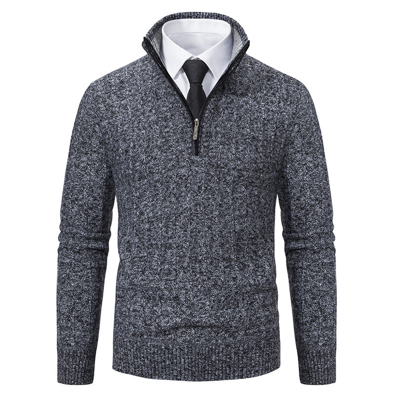 Herren-Strickpullover mit Reißverschluss und Futter