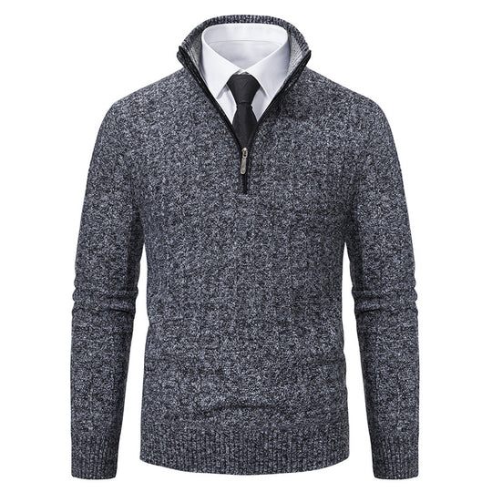 Herren-Strickpullover mit Reißverschluss und Futter