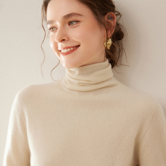 Damen-Kaschmir-Unterziehshirt, Stehkragen, weich