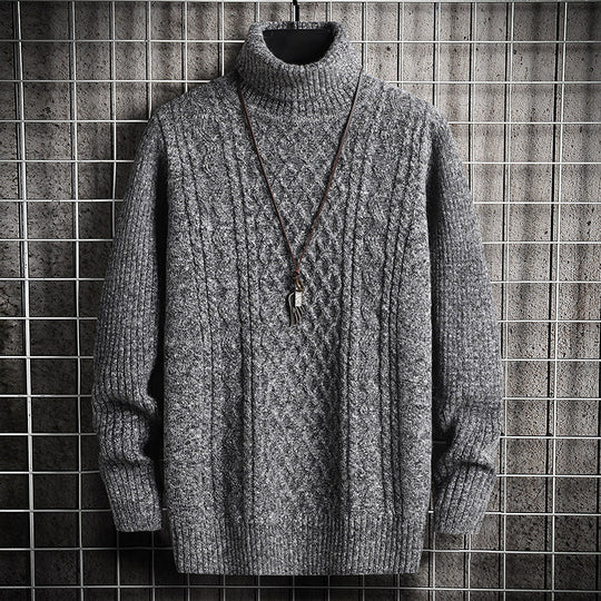 Herren-Strickpullover, Rollkragen, Rautenmuster, schmal