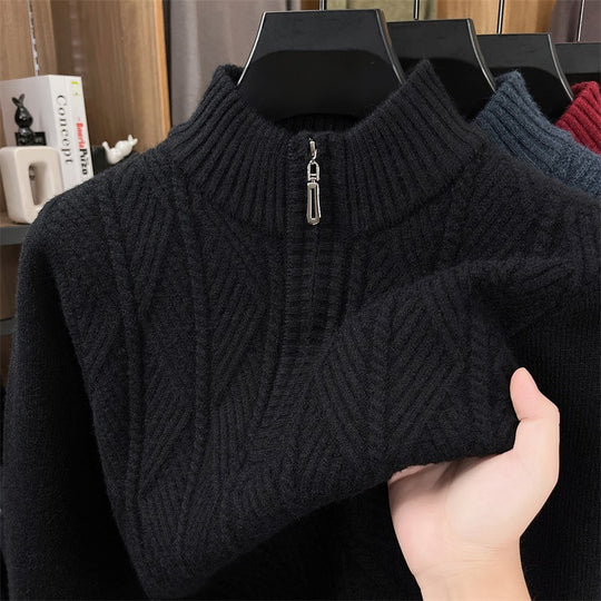 Wollpullover mit Reißverschluss, grob gestrickt