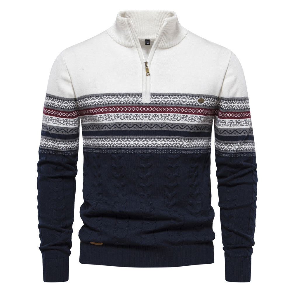 Moderner Herren-Strickpullover mit Stehkragen
