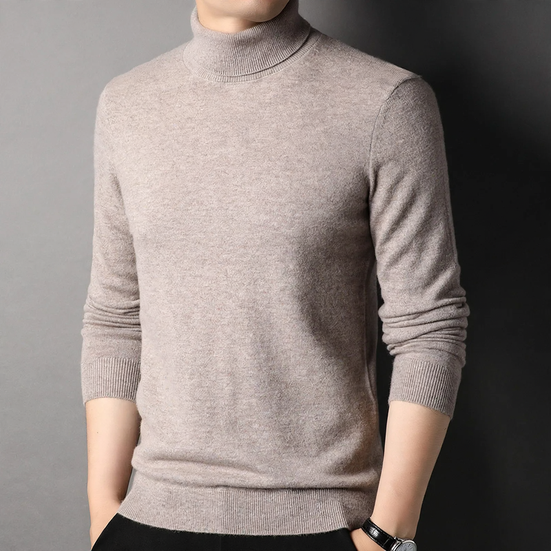 Herren-Wollpullover, Rollkragen, klassisches Design