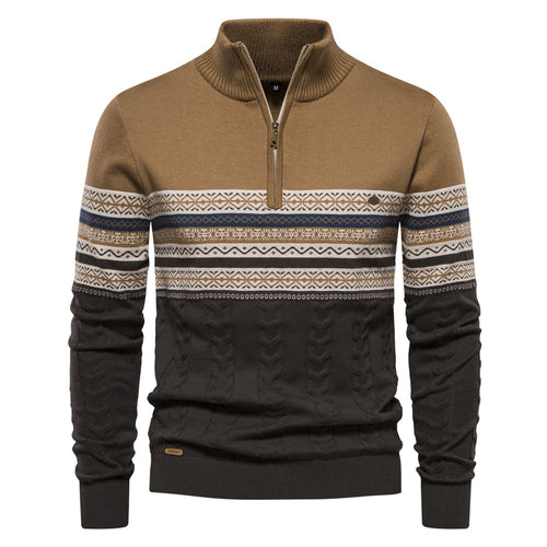 Moderner Herren-Strickpullover mit Stehkragen